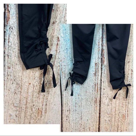 FREE PEOPLE NWOT Black Swerve Tie Ankle Leggings - Picture 8 of 16